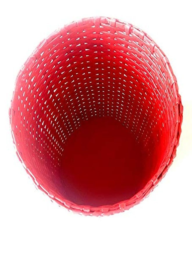 Sonas Creation Paperus, Red, Open-top Dustbin, Waste Basket, Paper Bin, Trash Can, Vase, Storage Basket, Standard Size 10 Liter, 11 inch Tall Eco-Friendly, Handmade of Paper Ropes - Image 2